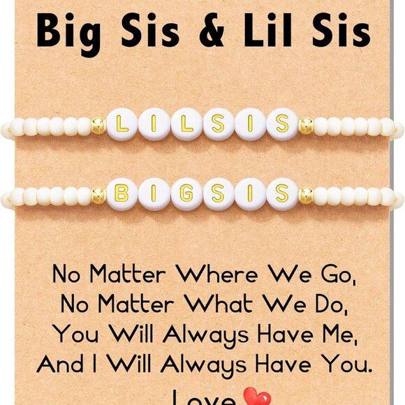 Matching Sisters Bracelets Gift Set Adjustable Stone Jewelry for Big and Little - Picture 1 of 7